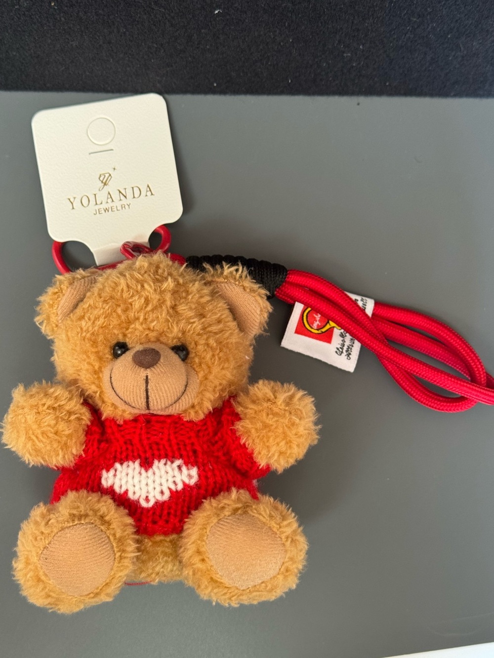 Yolanda Brown Plush Teddy Bear Bag Charm Keychain NWT